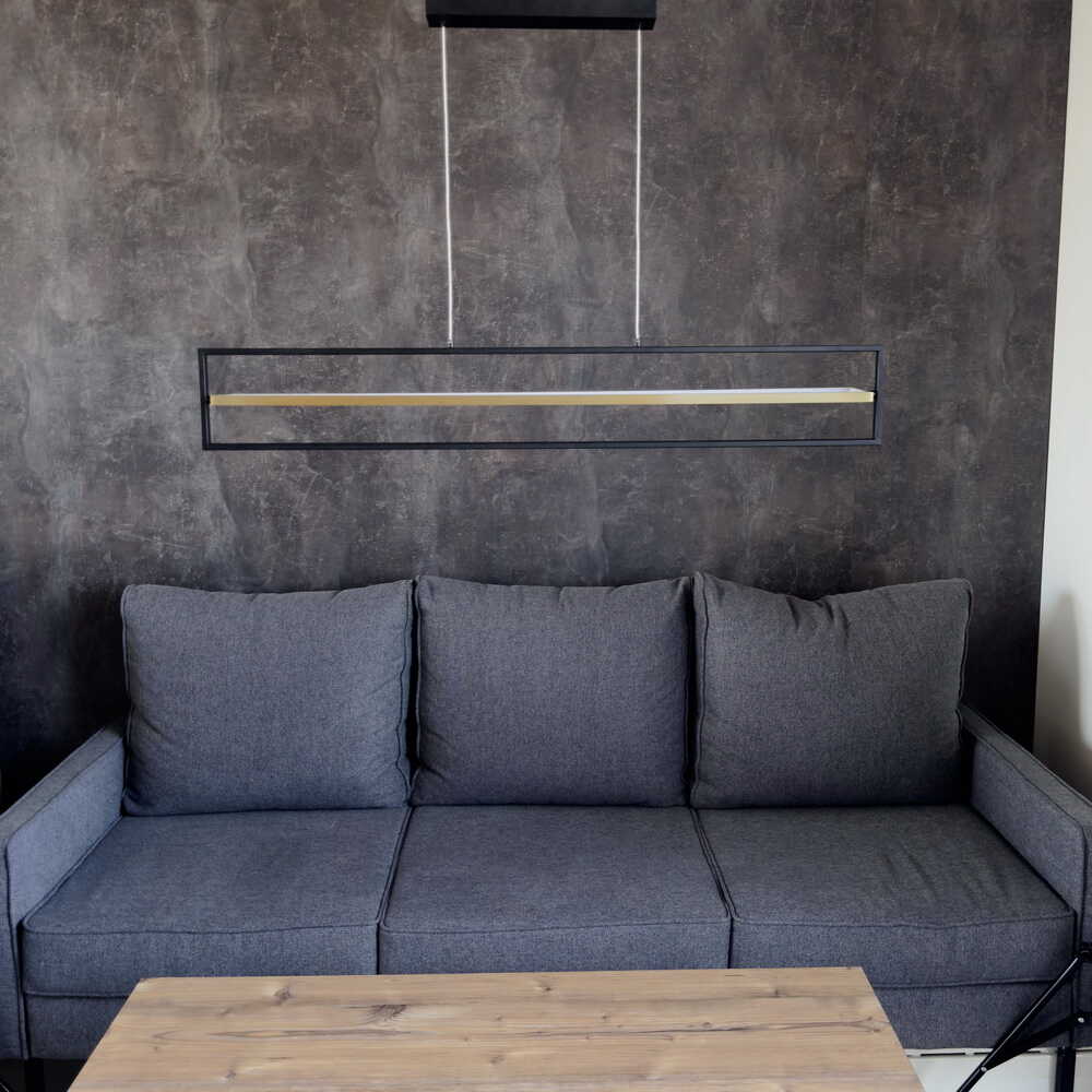 Светильник LED smart PRADA-Р с пультом 90Вт 3000-5000K 5000Lm Прямоугольный Черно-золотой 220745